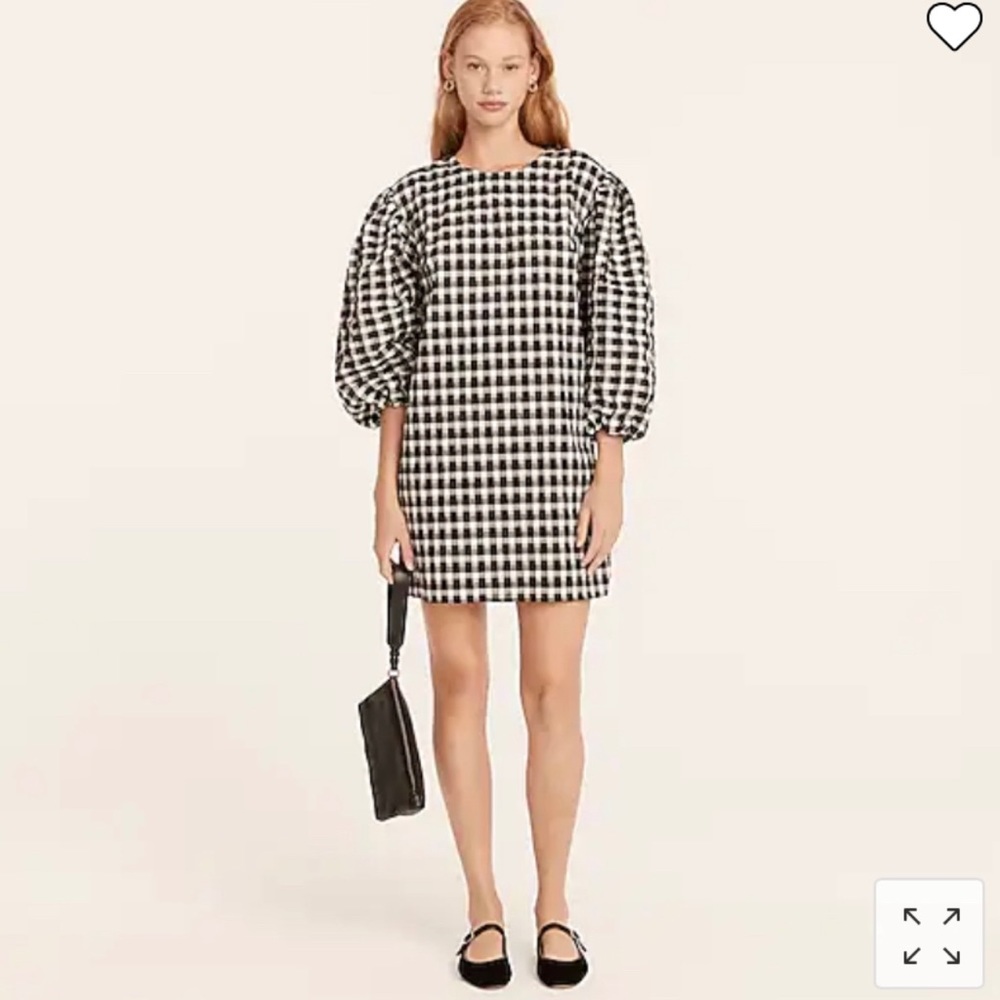 J Crew Puff-sleeve Mini Dress in textured Plaid Sz XS/4/6
